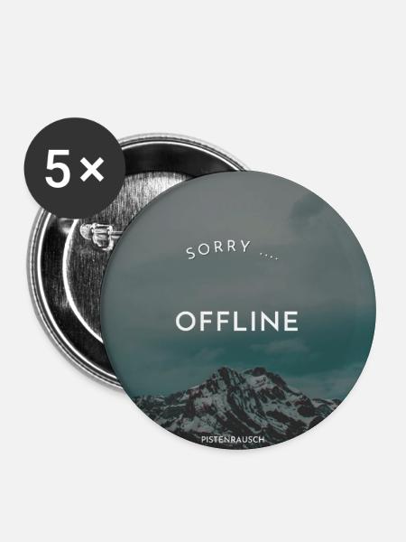 Offline in den Bergen - Buttons mittel 32 mm (5er Pack) - Weiß