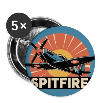 Spitfire Retro Aviation Print - Buttons medium 1.26"/32 mm (5-pack) - white - Front