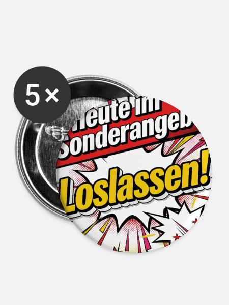 Loslassen - Buttons mittel 32 mm (5er Pack) - Weiß