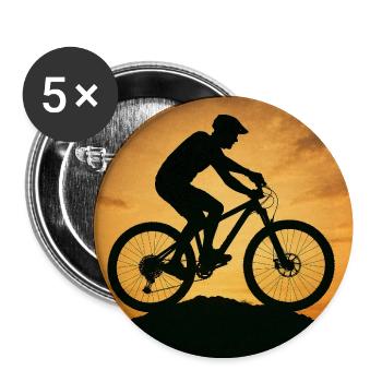 Sunset Mountain Bike Silhouette - Buttons medium 1.26"/32 mm (5-pack) - white - Front