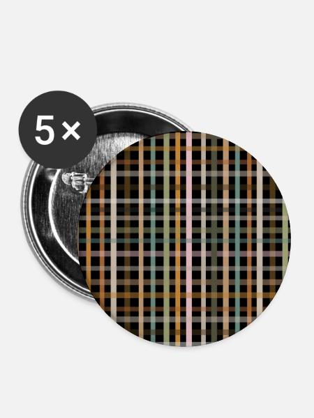 Raster Karo Muster - Buttons mittel 32 mm (5er Pack) - Weiß