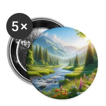 Fjälldalen's Spring Flower River - Buttons medium 1.26"/32 mm (5-pack) - white - Front