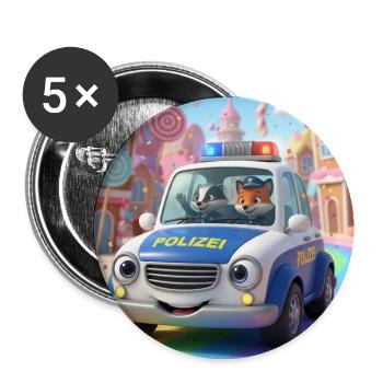Polizei Abenteuer Zuckerstadt - Buttons mittel 32 mm (5er Pack) - Weiß - Vorne
