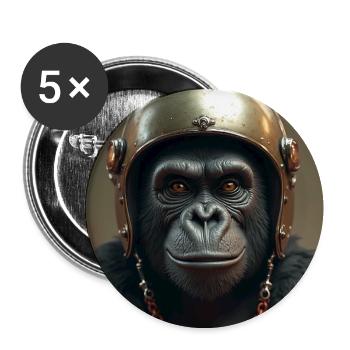 gorille - Lot de 5 moyens badges (32 mm) - blanc - Devant