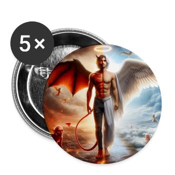 Dualité Céleste et Infernale - Lot de 5 moyens badges (32 mm) - blanc - Devant