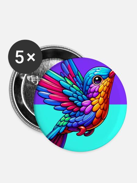 Kolibri - Buttons mittel 32 mm (5er Pack) - Weiß