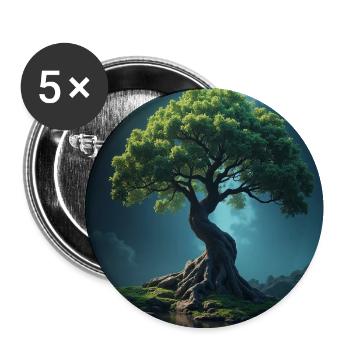 Bunter Baum des Lebens. - Buttons mittel 32 mm (5er Pack) - Weiß - Vorne