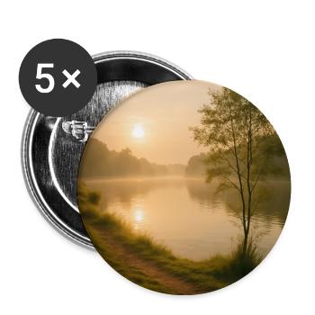 Morning Gold on the River Path - Buttons medium 1.26"/32 mm (5-pack) - white - Front