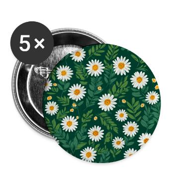 Fleurs de marguerite - Lot de 5 moyens badges (32 mm) - blanc - Devant