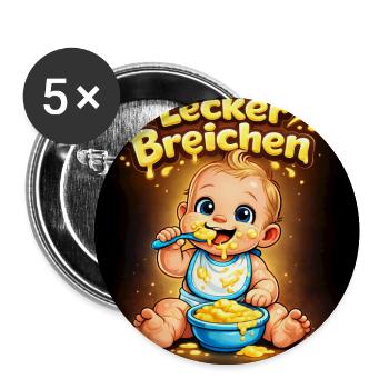 Lecker Breichen Baby Käseglück - Buttons mittel 32 mm (5er Pack) - Weiß - Vorne