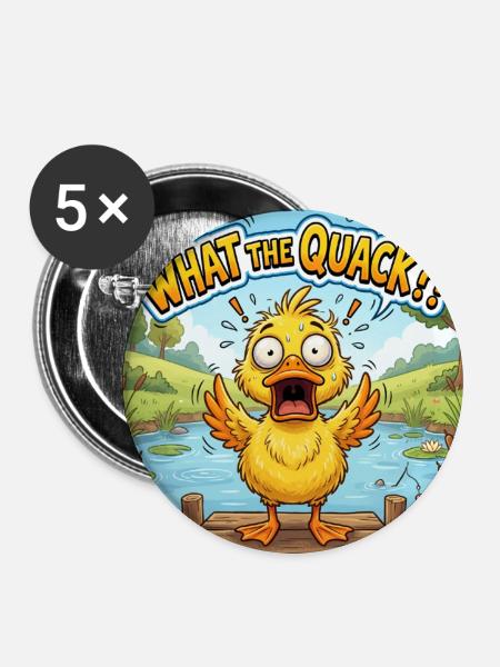 What the Quack!? - Buttons mittel 32 mm (5er Pack) - Weiß
