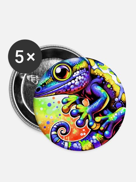 Gecko - Buttons mittel 32 mm (5er Pack) - Weiß