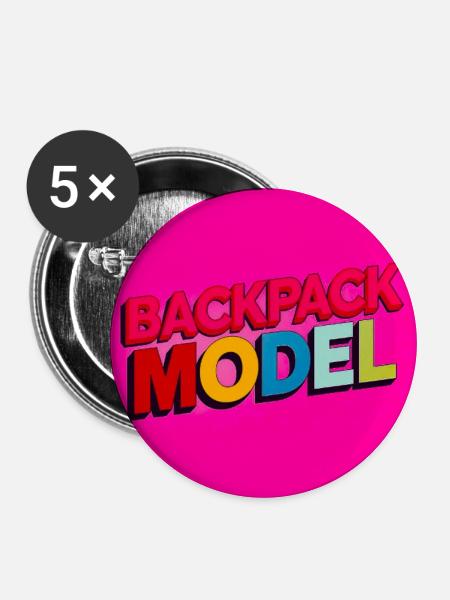 Rucksackmodell Neon-Text - Buttons mittel 32 mm (5er Pack) - Weiß