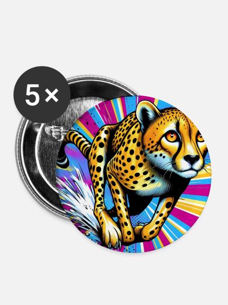 Gepard - Buttons mittel 32 mm (5er Pack) - Weiß