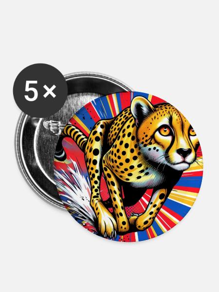 Gepard - Buttons mittel 32 mm (5er Pack) - Weiß
