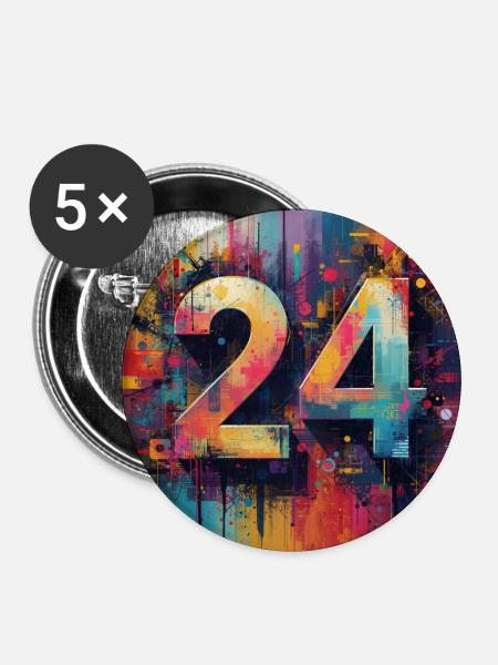 Farbenfrohe Abstraktion 24 - Buttons mittel 32 mm (5er Pack) - Weiß
