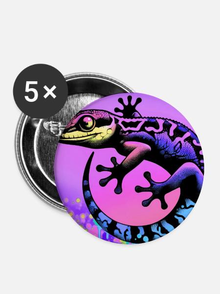 Gecko - Buttons mittel 32 mm (5er Pack) - Weiß