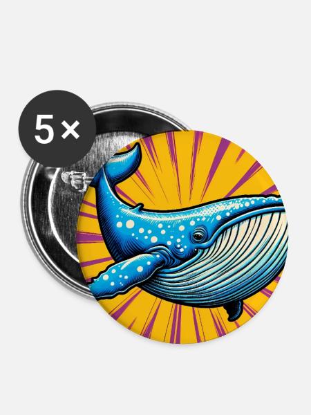 Wal - Buttons mittel 32 mm (5er Pack) - Weiß