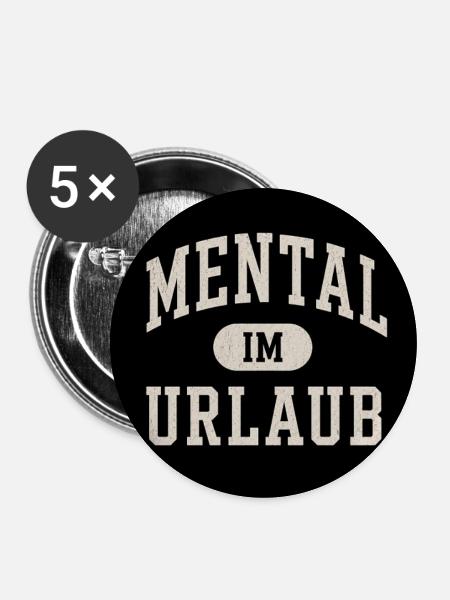 Mental IM urlaub - Buttons mittel 32 mm (5er Pack) - Weiß
