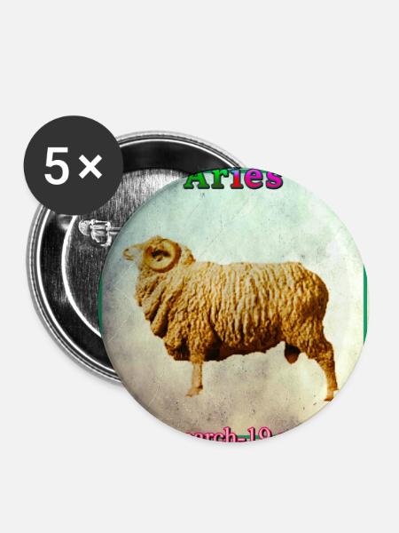 Widder - Buttons mittel 32 mm (5er Pack) - Weiß