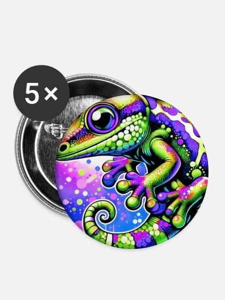 Gecko - Buttons mittel 32 mm (5er Pack) - Weiß