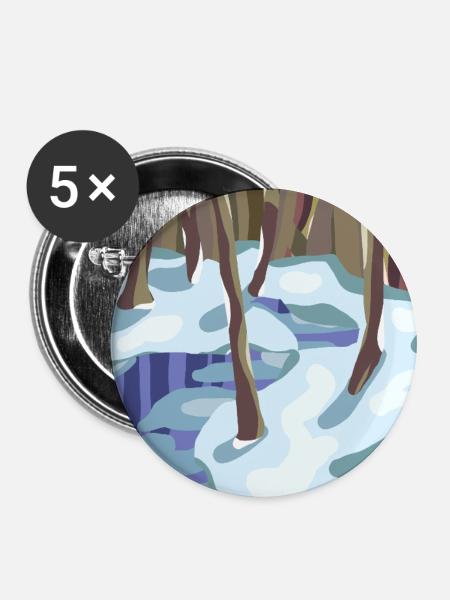 Winterwald in kalten Schatten - Buttons mittel 32 mm (5er Pack) - Weiß