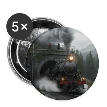 Steam train through the forest at the tunnel - Buttons medium 1.26"/32 mm (5-pack) - white - Front