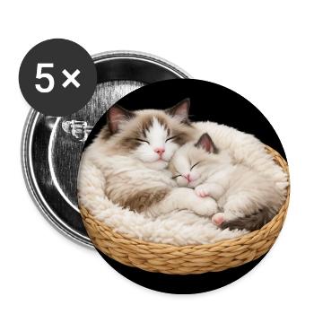 Mom cat and her kitten sleep together - Buttons medium 1.26"/32 mm (5-pack) - white - Front