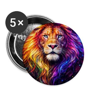 Lion Neon Portrait Color - Buttons medium 1.26"/32 mm (5-pack) - white - Front