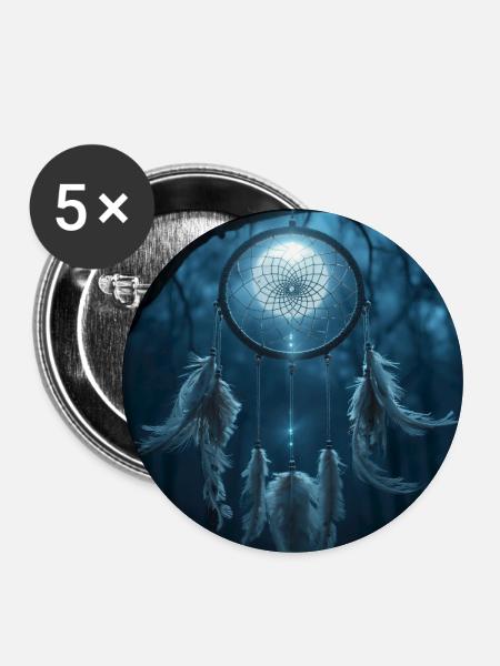 Traumfänger-Nacht-Talisman – Dunkle Fantasie - Buttons mittel 32 mm (5er Pack) - Weiß