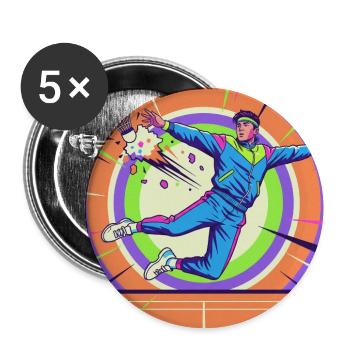 Néon Pop Tennis Star Style Rétro - Lot de 5 moyens badges (32 mm) - blanc - Devant