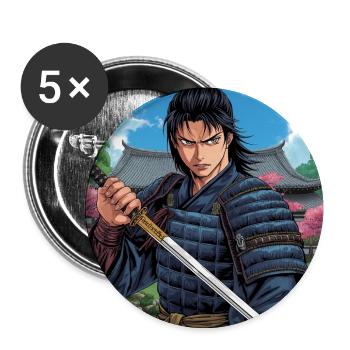 stickers style manga - Lot de 5 moyens badges (32 mm) - blanc - Devant