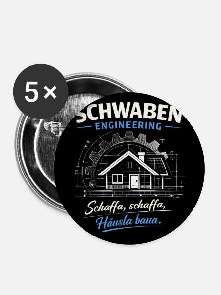 Schwaben Engineering Hausbau - Buttons mittel 32 mm (5er Pack) - Weiß