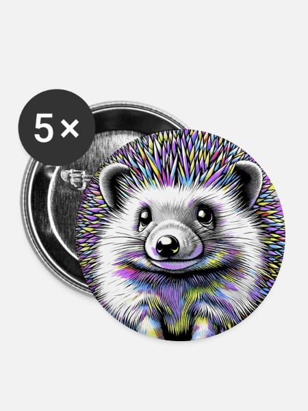 Igel - Buttons mittel 32 mm (5er Pack) - Weiß