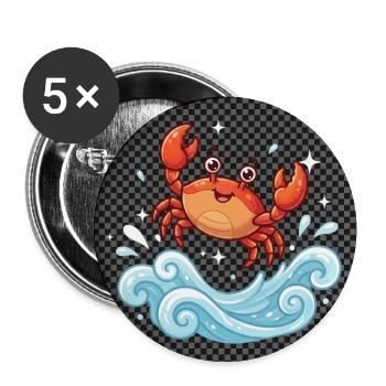 Crab surfs through waves - Buttons medium 1.26"/32 mm (5-pack) - white - Front