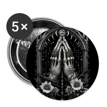 Alchemical Hands in Prayer and Mystical Eye - Buttons medium 1.26"/32 mm (5-pack) - white - Front