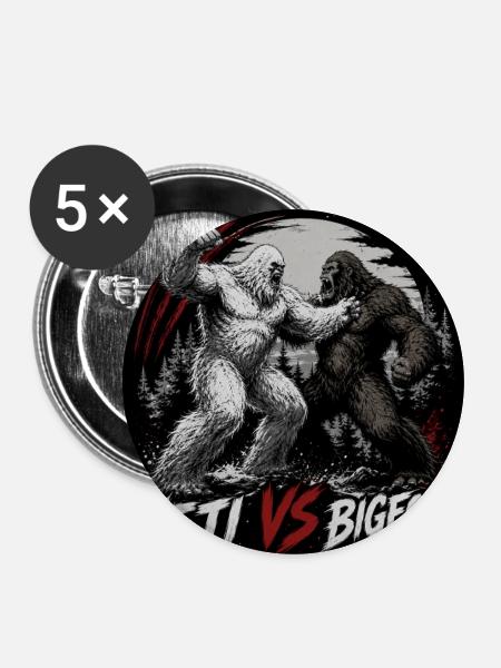 Yeti gegen Bigfoot - Buttons mittel 32 mm (5er Pack) - Weiß