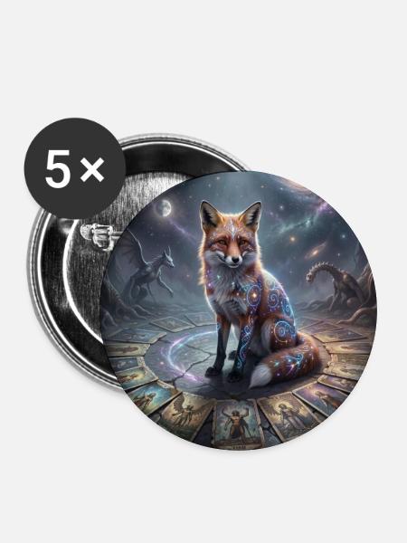 tarot_fox - Buttons mittel 32 mm (5er Pack) - Weiß