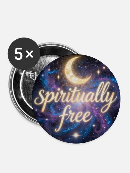 spirituell frei - Buttons mittel 32 mm (5er Pack) - Weiß
