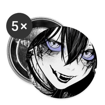 Dunkler Manga-Schrecken mit Blautönen - Buttons mittel 32 mm (5er Pack) - Weiß - Vorne