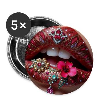 Vergoldeter Lippenschmuck blüht - Buttons mittel 32 mm (5er Pack) - Weiß - Vorne
