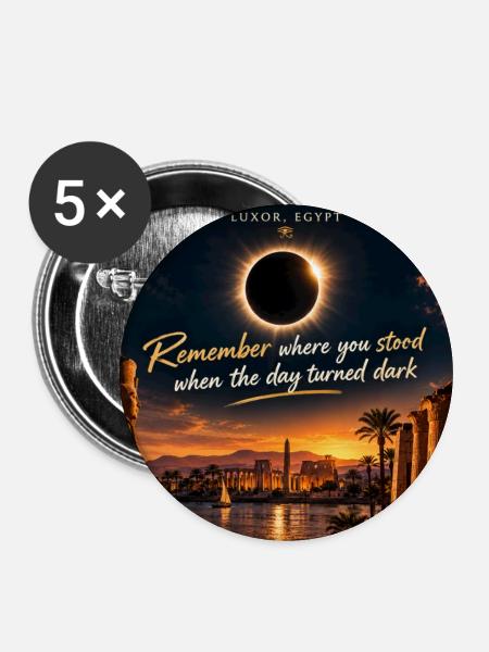 Solar Eclipse Luxor 2027 - Buttons mittel 32 mm (5er Pack) - Weiß