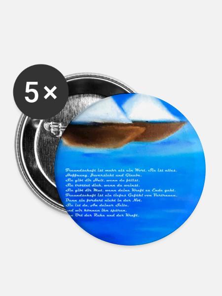 Freundschaft - Buttons mittel 32 mm (5er Pack) - Weiß