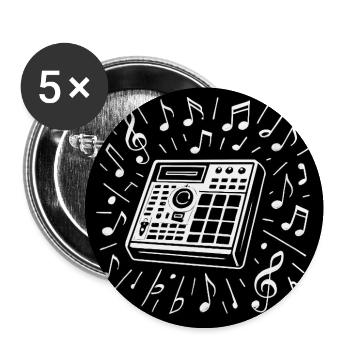 Beatmaschine im Notenkreis - Buttons mittel 32 mm (5er Pack) - Weiß - Vorne