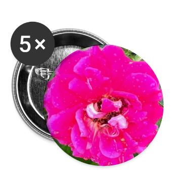 Rosa Rosenblüte - Buttons mittel 32 mm (5er Pack) - Weiß - Vorne