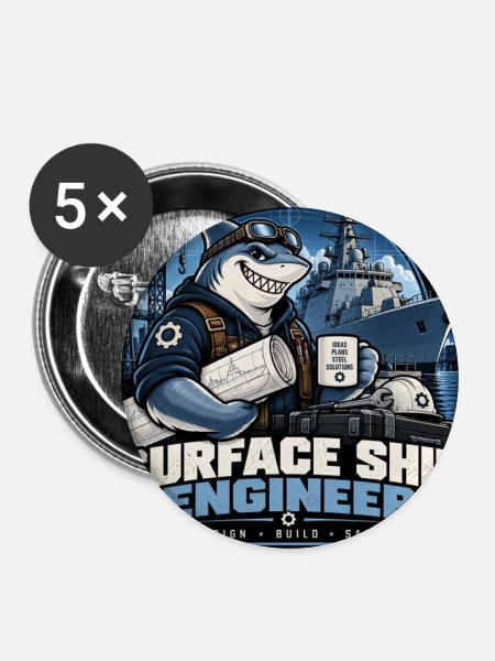 Surface Ship Engineer – Design Build Sail - Buttons mittel 32 mm (5er Pack) - Weiß
