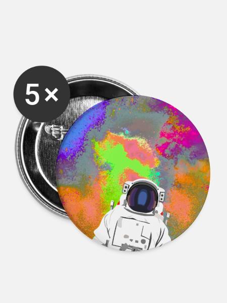 Astronaut im Farbnebel - Buttons mittel 32 mm (5er Pack) - Weiß
