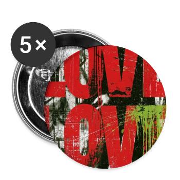 Grunge-Love Typo Druckkunst - Buttons mittel 32 mm (5er Pack) - Weiß - Vorne