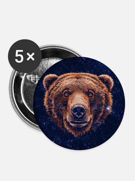 Kosmischer Bärengesicht - Buttons mittel 32 mm (5er Pack) - Weiß
