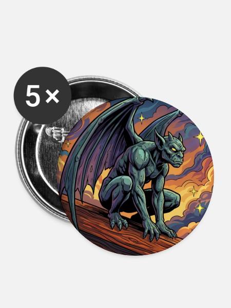 Gargoyle auf Sunset Ridge - Buttons mittel 32 mm (5er Pack) - Weiß